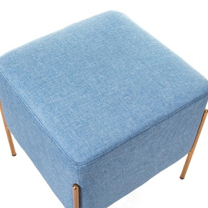 Elephant <strong>Velvet</strong> Upholstery Antique Brass Steel Legs Square Ottoman Pouf Stool Small Sofa <strong>Footstool</strong> - Product Image 4