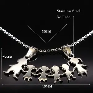 Stainless Steel Girls Boys Necklace Women Mama Kids Neckless Jewelry Accessories Silver Color Family Necklaces Jewerly