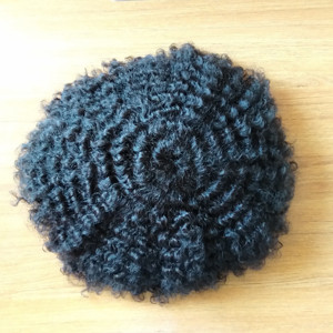 Magazzino vergine inosservabile toupee dei capelli umani brasiliani afro toupee dei capelli raw uomini parrucche afro crespo ricci parrucchino umani <span class=keywords><strong>per</strong></span> il nero uomini - Product Image 4