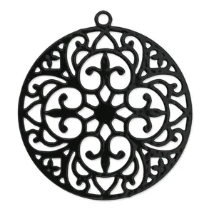 sacred geometry jewelry Laser Cut 30mm Fancy Stainless Steel Round Charm Pendant With Pattern Wholesale Jewelry