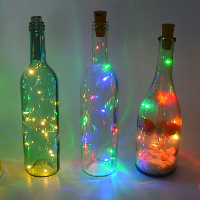 Tira de luces LED para decoración de fiestas, enchufe de botella de cobre de plástico, iluminación de hadas para interiores