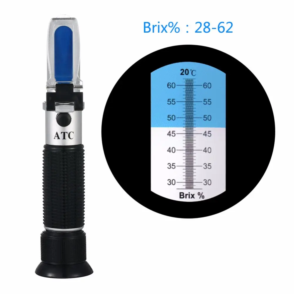 China Fabrikant Breed Bereik 28-62% Brix Suiker Meter Refractometer Met Prachtige Verpakking