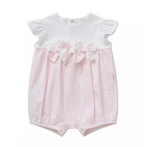 Fashionable pretty pink Bow baby clothes romper baby romper