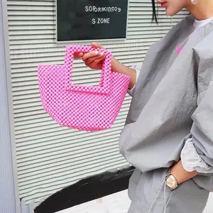 2021 Nieuwe Koreaanse Modieuze Strand Handtas Roze Hobos Handtassen Vrouwen Kralen Clutch Bag