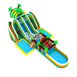 <span class=keywords><strong>Toboggan</strong></span> aquatique gonflable commercial Guangzhou Barry avec 2 piscines et obstacles - Product Image 4