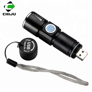 Zoom Dimmer LED Pocket Flashlight With USB Charger Portable LED Light Torch