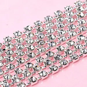 Fashion fancy strass cup keten voor tassen decoratie hot fix klauw strass ketting