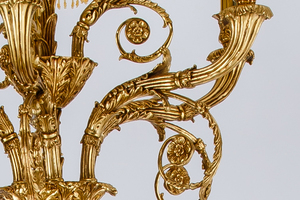 أنيق طويل القامة الرخام الطابق ضوء والنحاس مصابيح أرضية مع 10 أباجورة الفاخرة غرفة المعيشة الدائمة مصباح - Product Image 5