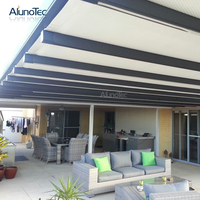 Auvent rétractable motorisé imperméable à l'eau pour mur, pergola avec éclairage LED pour couloir de maison