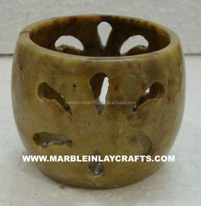 Portavelas de Piedra Jabonera Hechos a Mano Únicos para Decoración del Hogar - Product Image 1