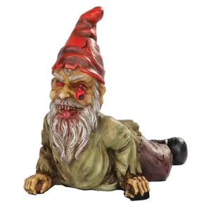 Figurita de Gnomo de resina para jardín de zombies gateando y escalofriante