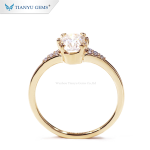 Tianyu gems 14 k/18 k oro amarillo material oval corte super blanco anillo piedra principal grupo de compromiso anillo - Product Image 5