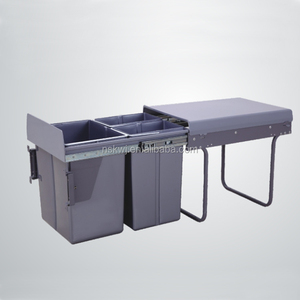 Kitchen Cabinet Indoor Pull Out Plastic Trash Can Dust Bin