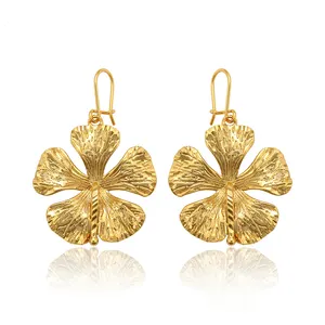 97764 xuping Jewelry environmental copper 24k gold plated earring simple fashion style flower shaped women dangling earring