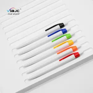 Cheapest economical white body plastic ball pen for promotion advertising use with logo custom