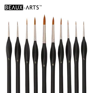 ArtTalk 10pcs Detail Synthetic Hair Artist Paint Brush Set Miniature Fine Brush for Nair Watercolor Oil Acrylic Craft Models