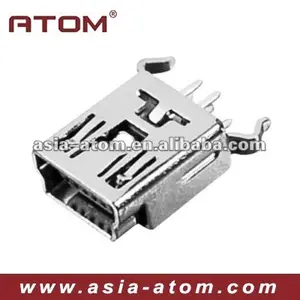 Smt mini usb connector 5pin through hole 180 degree b board type for automotive atom female