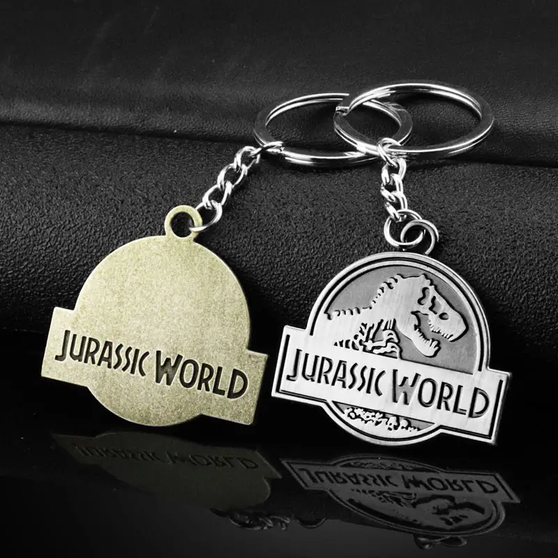 Movie Jurassic World Fallen Kingdom Keychain Jurassic Park Key Pendant Dinosaur Metal Keyrings Car Bag Key Chain Fashion Jewelry