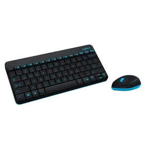 काले सफेद LOGITECH MK240 मिनी वायरलेस कीबोर्ड और माउस कॉम्बो रिसीवर के साथ