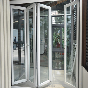 Desain Rumah Kaca Ganda Aluminium Kedap Suara Digunakan Eksterior Bahasa Perancis Pintu Pintu Depan Desain Double Kaca Tempered Pintu Lipat - Product Image 4
