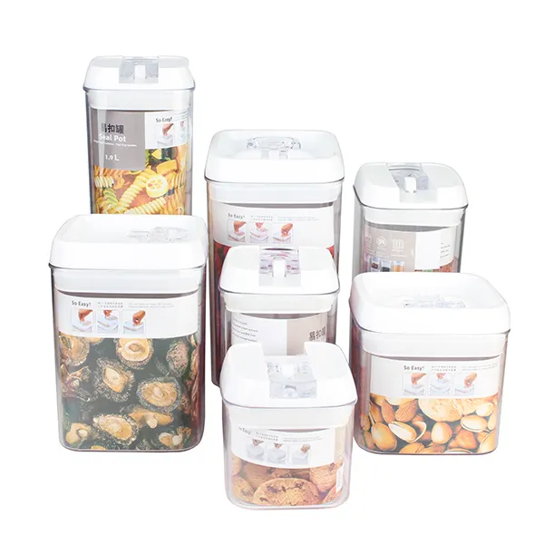 Bán Buôn Tùy Chỉnh 7Pcs Thiết Lập Lớn Kín Nhựa Container Lưu Trữ Thực Phẩm Pop Container Lưu Trữ