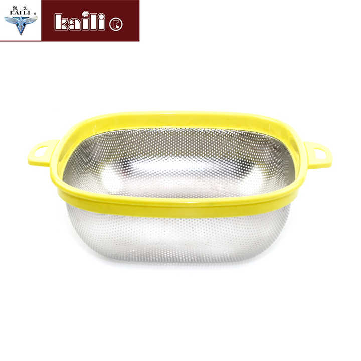 High-quality Kitchen Cooking Using Rectangular Fruit Stainless Steel Colander Made in China in 2020