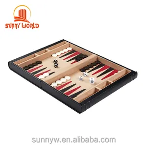 Pieghevole in pelle backgammon scacchi 3 in 1 gioco set