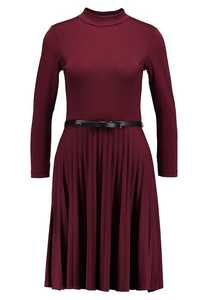 Lady manica lunga colletto tondo <span class=keywords><strong>vestiti</strong></span> dettagli plissettati donne <span class=keywords><strong>eleganti</strong></span> abiti in jersey <span class=keywords><strong>con</strong></span> cintura in vita