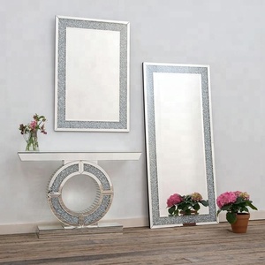 Set di Specchio Console <span class=keywords><strong>e</strong></span> Tavolo Grande con Diamanti Incastonati per Soggiorno - Product Image 3
