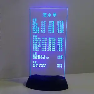 Pin Powered Edge-Lit Acrylic LED Bảng Lều Menu Đăng Chủ