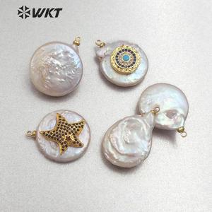 MP131 Grosir Mutiara Multi-pola Bintang Laut Populer dengan Liontin Cz Micro Pave Perhiasan Wanita Liontin Mutiara Melingkar