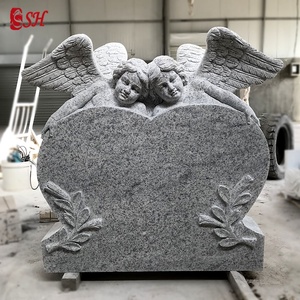 大理石とG603花崗岩の墓石と天使の像刻まれた墓石墓地白または黒SH-SHENGHUAヨーロッパCN;HEB SH-923 - Product Image 1