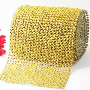 Cinta de Estrás Brillante Plateada de Venta Directa de Fábrica, Cinta de Estrás con Diamantes Dorados para Decoración de Bodas y Fiestas - Product Image 1