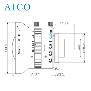 4mm 1/<span class=keywords><strong>2</strong></span> "F2.0 수동 아이리스 2mp EFL 4.0mm 광각 메가픽셀 C 마운트 머신 비전 Fa Cctv 렌즈 - Product Image 2