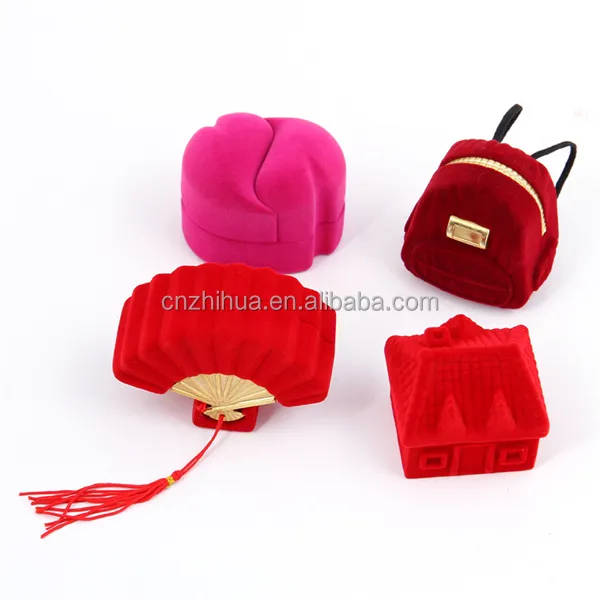 अद्वितीय आकार कान की बाली बॉक्स लाल आते सगाई और शादी के आभूषण मामले गुलाबी डबल दिल अंगूठी पैकेजिंग