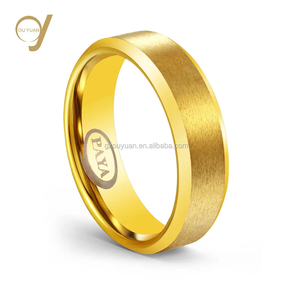 Neues Design Hochglanz polierter 8mm breiter 14 Karat 18 Karat 21 Karat vergoldeter saudi goldener Wolfram rings chmuck