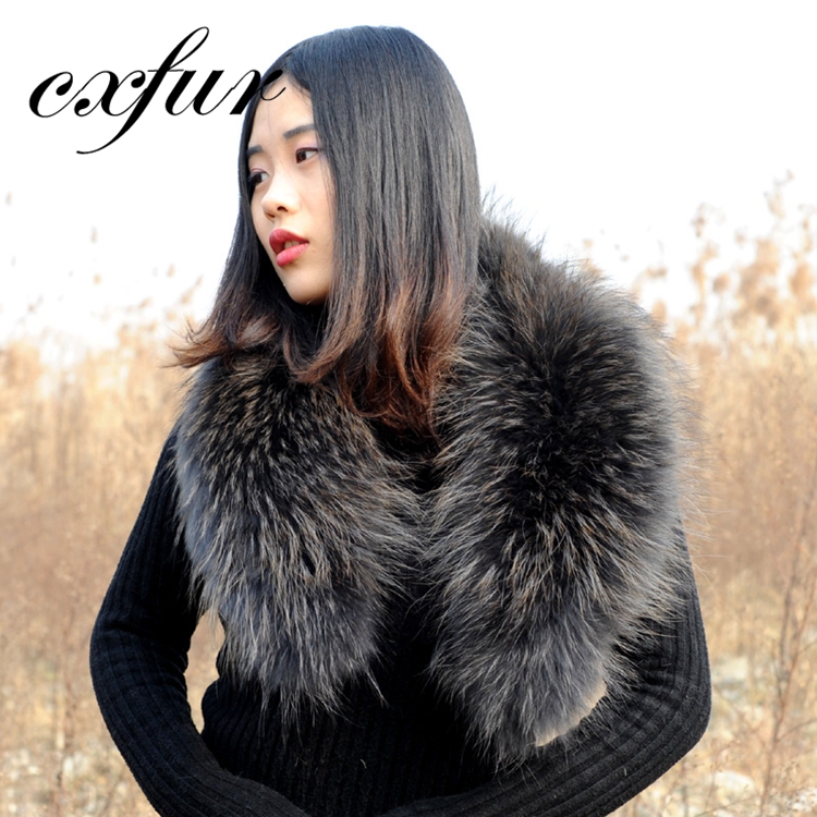 CX-A-17E современный дизайн с воротником из меха енота шарф съемный воротник из натурального меха