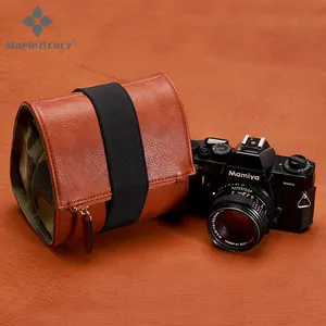 Kulit PU Klasik Camera Bag dengan Kanvas Kamera Pinggang Detachable Belt Digital Penyimpanan Aksesoris Pocket