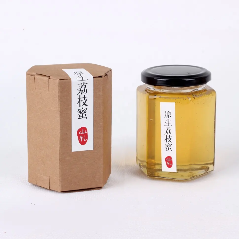 특수 육각 모양의 꿀 병 포장 크래프트 종이 상자