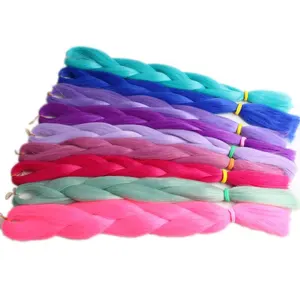 24 "60cm piegato 80 grammi blu scuro Neon verde oliva <span class=keywords><strong>lavanda</strong></span> lilla Vintage rosa arcobaleno Jumbo treccia 100 <span class=keywords><strong>capelli</strong></span> intrecciati sintetici - Product Image 1