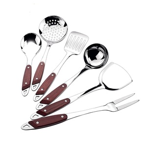 Ensemble d'ustensiles de cuisine en acier inoxydable design de luxe de cocina ustensiles de cuisine à manche en bois écumoire à soupe en acier inoxydable - Product Image 1