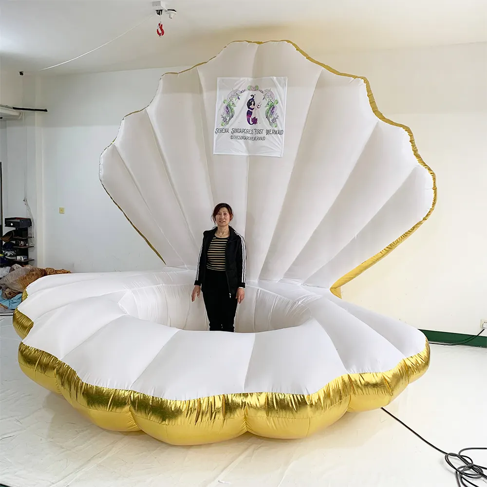 Opblaasbaar oceaan zee serie opblaasbare golden sea shell met led-verlichting blow up mermaid shell voor party show decoratie