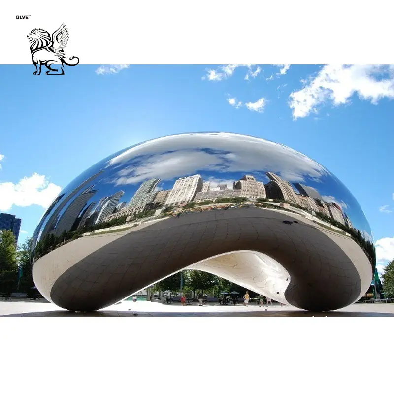 Vendita calda famosa arte moderna astratta argento lucidato a specchio scultura del parco pubblico in acciaio inossidabile in vendita SSG-31