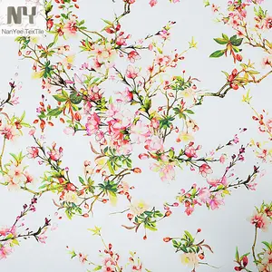 Nanyee Textile Shaoxing Stretchable Polyester Peach Blossom Small Flower Print Fabric