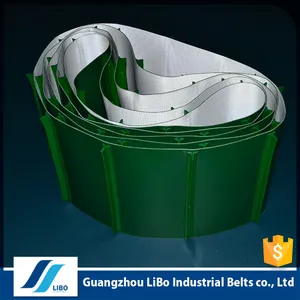 Certificated Guangzhou Libo PVC Green Conveyor Belt With Baffle Plate