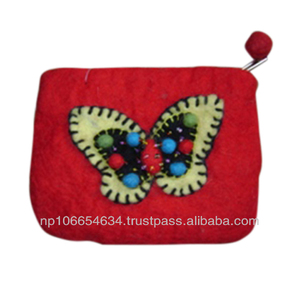 Porte-monnaie en feutre imprimé papillon fait main unisexe (ACC-CP-011) pour clés et cadeaux - Product Image 1