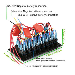 Panel de Control con Interruptor Basculante <span class=keywords><strong>LED</strong></span>, Disyuntor de 8 Canales, Azul, Encendido-Apagado (encendido)-apagado-(encendido), con Bloqueo, Panel de ABS + Goma + Metal, YJ-SP-009 - Product Image 3