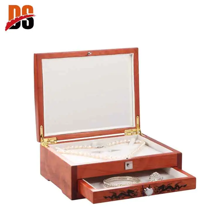 Wholesale Custom High Quality Glossy Square Packaging Wooden Watch Jewelry Ring Box
