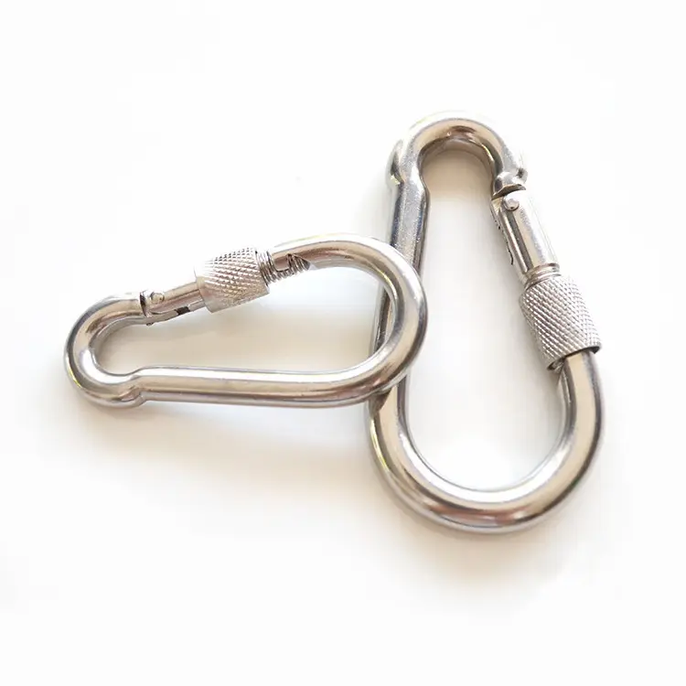 Hochwertige Edelstahl-Schraubverschluss-Karabiner haken mit Mutter Feder haken Karabiner haken