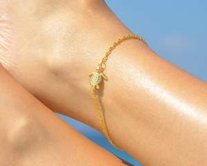 Vòng Chân Bãi Biển Mạ Vàng 24K, Vỏ Cowrie, Rùa, Dứa, Cá Ngựa, Sao Biển, Vòng Tay Mắt Cá Chân Cây Cọ - Product Image 5